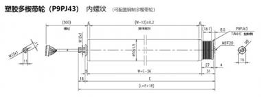 電動輥筒 塑膠多楔帶輪（P9PJ43） 內(nèi)螺紋 （可配置鋼制多楔